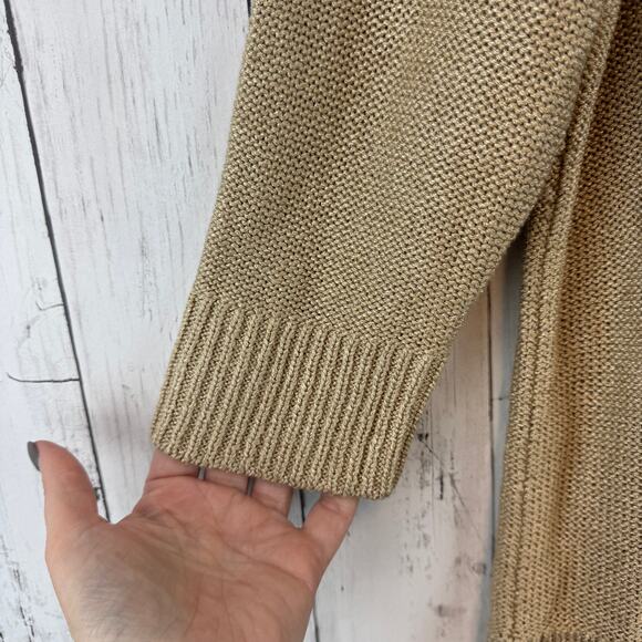 NWT Talbots Beige Metallic Knit Scoop Neck 3/4 Sleeve Tunic Sweater Size 1XP - Picture 3 of 13